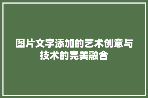 图片文字添加的艺术创意与技术的完美融合