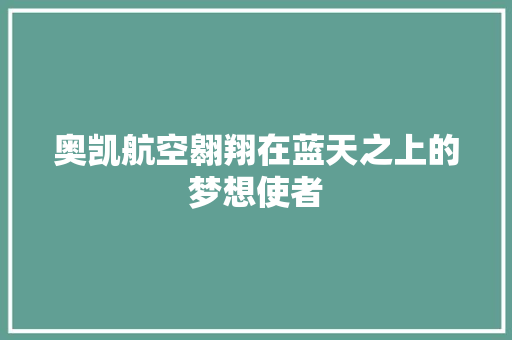 奥凯航空翱翔在蓝天之上的梦想使者