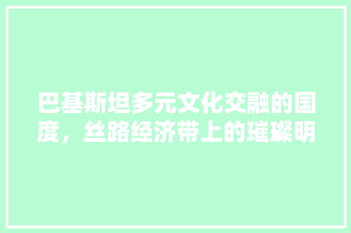 巴基斯坦多元文化交融的国度，丝路经济带上的璀璨明珠