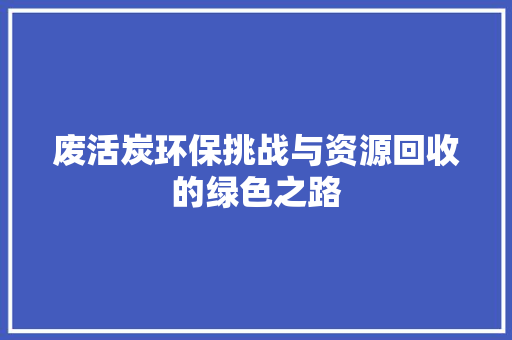 废活炭环保挑战与资源回收的绿色之路