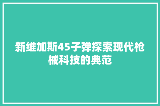 新维加斯45子弹探索现代枪械科技的典范