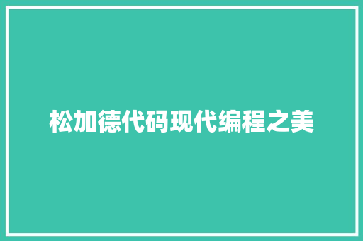 松加德代码现代编程之美