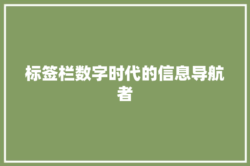 标签栏数字时代的信息导航者