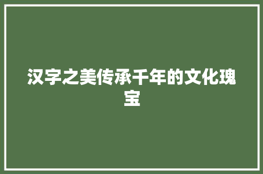 汉字之美传承千年的文化瑰宝