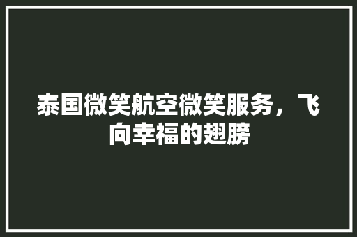 泰国微笑航空微笑服务，飞向幸福的翅膀