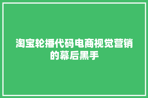 淘宝轮播代码电商视觉营销的幕后黑手