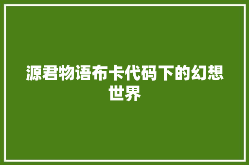 源君物语布卡代码下的幻想世界