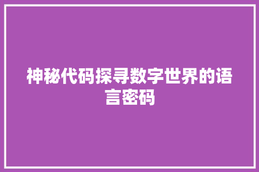 神秘代码探寻数字世界的语言密码