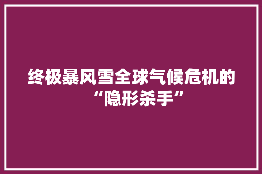 终极暴风雪全球气候危机的“隐形杀手”