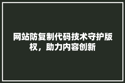 网站防复制代码技术守护版权，助力内容创新