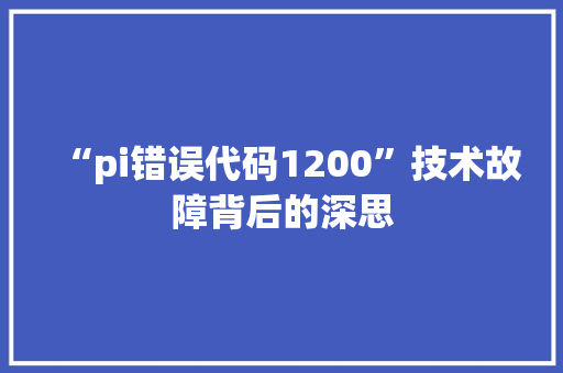 “pi错误代码1200”技术故障背后的深思