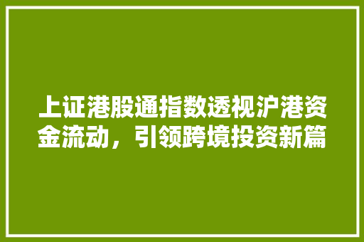 上证港股通指数透视沪港资金流动，引领跨境投资新篇章