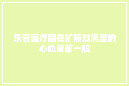 乐普医疗困在扩展漩涡里的心血管第一股