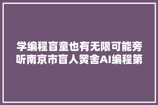 学编程盲童也有无限可能旁听南京市盲人黉舍AI编程第一课