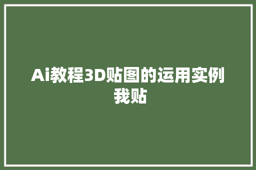 Ai教程3D贴图的运用实例 我贴